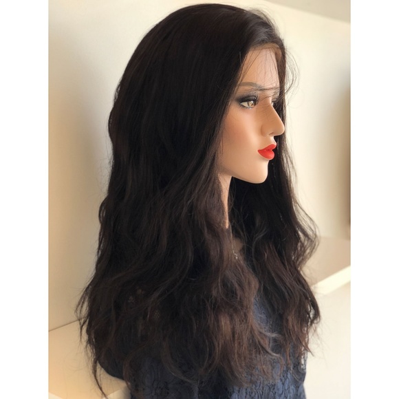 Full Lace Wig 100% Virgin Human Hair Wig 22" Wavy - Picture 3 of 7